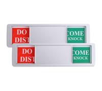 Generic Magnetic Privacy Sign 2pcs with Sliding Do Not Disturb Indicator for Office Restroom Conference Room Door - Silver Knock before Entering Door Sign