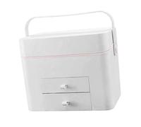 Generic Makeup Case Cosmetic Storage Box with Lighted Mirror with Handle Accessories Vanity Case for Women Girls Bathroom Nail Polish, White