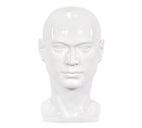 Generic Male Mannequin Head PVC Male Mannequin Head Beauty Styling Tool Manikin Stand Model Display Hat Scarf Solid Base Suitable for Store Salon H, White