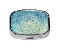 Generic Mandala Flower Print Square Pill Box-2 Compartment for Purse & Pocket Mini Metal Pill Holder Travel Pill Container