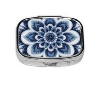 Generic Mandala Flower Print Square Pill Box-2 Compartment for Purse & Pocket Mini Metal Pill Holder Travel Pill Container