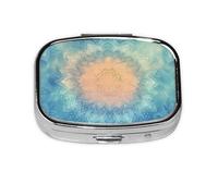 Generic Mandala Flower Print Square Pill Box-2 Compartment for Purse & Pocket Mini Metal Pill Holder Travel Pill Container