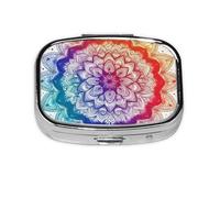 Generic Mandala Print Square Pill Box-2 Compartment for Purse & Pocket Mini Metal Pill Holder Travel Pill Container