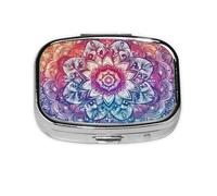 Generic Mandala Print Square Pill Box-2 Compartment for Purse & Pocket Mini Metal Pill Holder Travel Pill Container