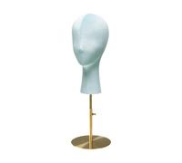 Generic Mannequin Head Stand Display Stand Hat Stand Velvet Manikin Metal Base Adjustable Height Suitable for personal use home, Blue