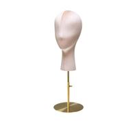 Generic Mannequin Head Stand Display Stand Hat Stand Velvet Manikin Metal Base Adjustable Height Suitable for personal use home, Pink