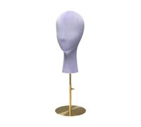 Generic Mannequin Head Stand, Hat Display Holder, Stand, Velvet Covered with Sturdy Metal Base And Adjustable Height for Jewelry Display, Single Unit, Purple