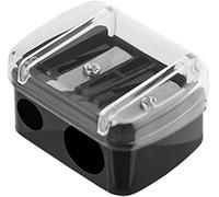 Generic Manual Black Steel Pencil Sharpener with Lid Dual Holes for Adults Stationary Supplies 1 pc Beautiful design