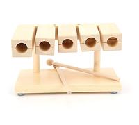 Generic Maple Wood 5 Tone Rhythm Percussion Block with Hammer for Opera Music Enthusiasts, Suitable for Children's Rhythm Lessons, Wood Color