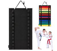 Generic Martial Arts Belt Display, Hanging Karate Belt Display Rack Holds 12 Belts, Belt Display with Elastic Loops, Karate Belt Holder Karate Belt Display Holder for Wall Door 14x25