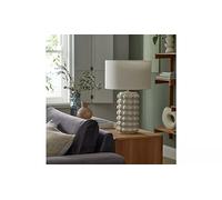 Generic Martin Mart Bobble 61cm Ceramic Table Lamp Bobble Pattern Ceramic Base Complemented with A Natural Linen Fabric Shade - Cream, Standard (MM45HC)