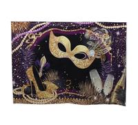 Generic Masquerade Photo Backdrops Red Wine Glass and Mask Decoration, Carnival Photography Background for Birthday Party, Halloween Costume Photography Studio Backdrop