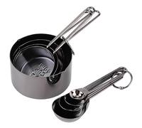 Generic Measuring Cups and Spoons Set 8Pcs for Baking High-Temperature Resistant Kitchen Tools in Silver and Black Finish (Black)