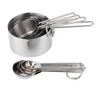 Generic Measuring Cups and Spoons Set 8Pcs for Baking High-Temperature Resistant Kitchen Tools in Silver and Black Finish (Silver)