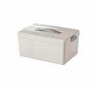 Generic Medicine Storage Organizer Box Cabinet Bin Case with Separated Layers Quick Find Portable Latches for Daily Care Items Suitable for Home Storage, White Gray, Single Layer