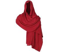 Generic Medieval Cloak Renaissance Costume Shawl Scarf Cowl Hood Neck Hooded Hat Shaman Wrap Cloak Shaman Halloween Party Cape (82-Wine Red)