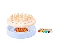 Generic Memory Match Chess Set Educational Toy for Kids 24 Colorful Wooden Game Pieces and Dice for Family Fun (2 in 1)