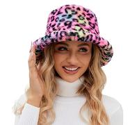 Generic Men's 61 Fuzzy Bucket Hat for Women Faux Superficial Knowledge Bucket Hat Warm Soft Winter Fisherman Cap Furry Sun Hat Fishing Hat Men Black, Hot Pink, One Size Fits All