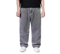 Generic Men's Baggy Wide Leg Jeans: Grey, Size 32-34, Loose Fit, Low Rise, Short Inseam, Alpha Size, Regular Body Type, Large, US Size, Cotton/100% Cotton, Young Men, Boys, Jeans, Pants