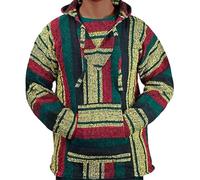 Generic Men's Baja Hoodie Sweatshirt Pullover Unisex Hippie Jumper Hoodie Mexican Hood Warm and Comfortable Sweatshirt Vintage Traditional Style Hoodies Winter Jumper, yellow, L