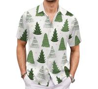 Generic Men's Christmas & Halloween Hawaiian Shirt - Green, XXL, Short Sleeve, Regular Fit, Spread Collar, Button Down, Holiday/Festive Pattern, Lightweight, Breathable, Quick Dry