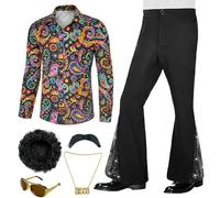 Generic Men's Disco Costume 70s Fancy Dress Hippie Costume Men 1970s Disco Fancy Dress