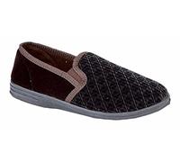 Generic Men's Extra Large Twin Gusset Black Striped Checkered Slip On Slippers, Size 12/13/14/15/16 10 UK