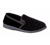 Generic Men's Extra Large Twin Gusset Slip On Slippers Black Sizes 12/13/14/15/16 12 UK
