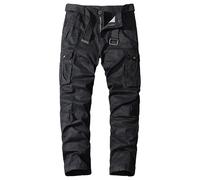 Generic Mens Multi Pockets Cargo Pants Hiking Combat Work Outdoor Trousers Casual Slim Straight Fit Sweatpants, Blacka2, 34