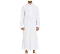 Generic Men's Muslim Kaftan Abaya Thobe Arabic Prayer Long Sleeve Crew Stand-Up Collar Robe Clothing for Men