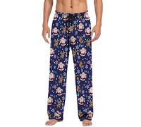 Generic Men's Navy Lounge Pants, Plaid Pattern, Soft Fleece, Pockets, All Season Wear