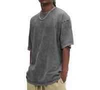 Generic Men's Oversized Grey Cotton T-Shirt, Round Neck, Short Sleeve, Size 4XL-5XL, Loose Fit, Casual, Adult, 1 Count