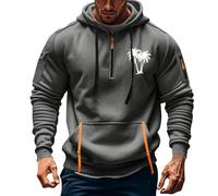 Generic Mens Quarter Zip Hoodies 1/4 Zipper Palm Hooded Multi Pockets Pullover Tops Long Sleeve Military Tactical Sweatshirts suéter para el frío Hombre(Dark Gray, XL)