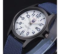 Generic Men's Quartz Analog Sports Watch - Black, Blue, Brown - 40mm Stainless Steel Case - 22mm Canvas Band - 50m Water Resistant - Casual Sport - For Men & Boys