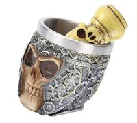 Generic Men's Shaving Set Unique Skull Shaped Beard Brush and Bowl for a Comfortable Shave Stainless Steel Beard Care