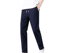 Generic Men's Straight Ice Silk Casual Pants, Quick Dry Trousers, Breathable Straight Fit, Loose, High Elastic, Quick Drying Sports Pants, Size L, Blue, Unisex-Adults