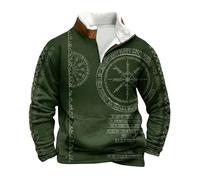 Generic Men's Sweater Outdoor Half Zip Sweatshirt Nordic Mythology Viking Tattoos Hoodie, Men's Gothic Medieval Vintage Plus Size Streetwear, Soft Warm Work Jumper, M