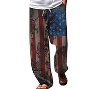 Generic Men's Tracksuit Bottoms Versatile All Prints Loose Plus Size Pants Fashion Beach Pocket Trousers Patchwork Trousers Men, Grey-2, L