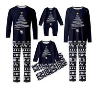 Generic Men's Unisex Matching Christmas Pyjamas Sets, Family Xmas Pjs, Blue, Size S, Polyester, Long Sleeve, Crew Neck, Ankle Length, Lightweight, Holiday, Traditional, Cozy