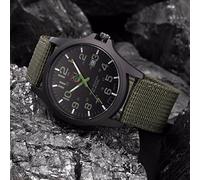 Generic Men's Watch - Quartz Analog Sports Watch - No Battery - Green Canvas Band - 40mm Case - Waterproof - Ramadan Gift