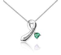 Generic Mental Health Awareness Green Ribbon Necklace, Stainless Steel and Copper, Unisex, 2.5 cm * 2.5 cm, 46+5 cm, Gift-Ready