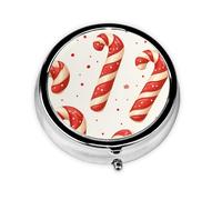 Generic Merry Christmas Print Round Pill Box-3 Compartment Small Pill Case for Purse & Pocket Mini Metal Pill Holder Travel Pill Container