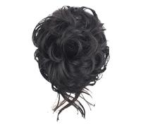 Generic Messy Hair Circle Tousled Wavy Bun Scrunchies Elastic Flexible False Hair Piece with Soft Comfortable Touch Made from High Temperature Silk Suitable, brown black