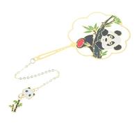 Generic Metal Bookmark Panda Shape with Pendant, Elegant Gold Painted Page Marker for Reading, Cartoon Bookmarks Suitable for and Book