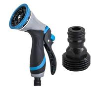 Generic Metal Garden Hose Nozzle 9 Spray Pattern High Pressures Hand Sprayer with Leak-Proof Aluminum Construction for Watering Plants Washing Cars Pet Shower (Water Gun+Pacifier)