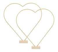 Generic Metal Hoops Golden Iron Wire Frames Heart Shape with Wooden Base 2 Sets Featuring Rust and Oxidation Resistance for DIY Handcrafts and Wreaths for Wedding and Home Decoration