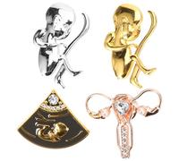 Generic Metal Lapel Brooch Set Zinc Alloy Material 4 Pcs Featuring Unique Human Body Organ Design Not Easy to Fall or Damage Clothes on Mother's Day for Women for Scarves and Hats