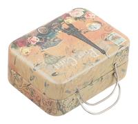 Generic Metal Mini Travel Case with Handle Design Retro Small Jewelry Organizer for Cosmetics Storage and Desktop Ornament, Eyelash Storage Box with Vintage Style and Sufficient Capacity