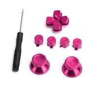 Generic Metal Thumbstick Replacement, Durable Aluminum Button for Controller, Simulates Grip for Better Game Experience, 7 Buttons Set for Gamers (Rose Red)