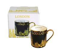 Generic Metallic Coffee Mug with Gold Plated London Skyline Design Black & Gold Design Tea and Coffee Cup Home Kitchen Office, Decorative Gift Box - UK England London Souvenir, LS -2359